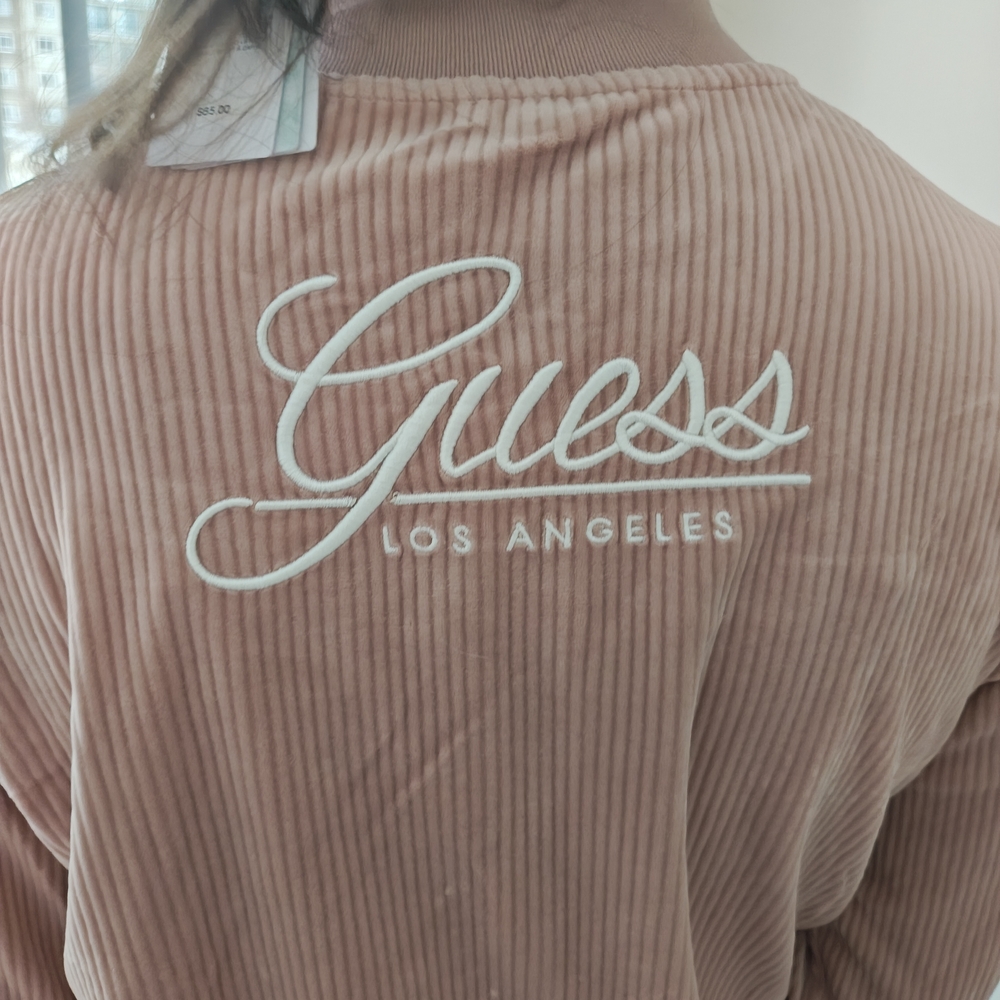New ⚠️ Guess Pink Corduroy Jacket with Embroidered Logo